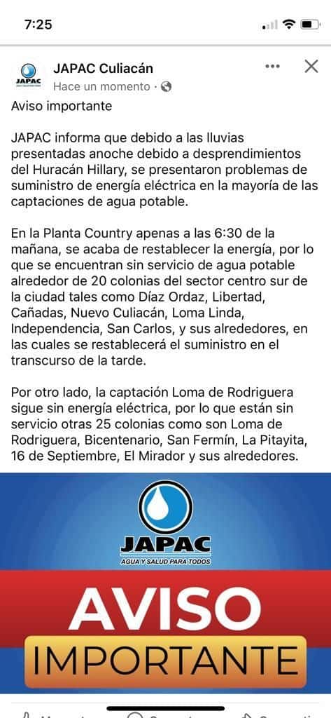 Más de 40 colonias de Culiacán se quedan sin agua Luz Noticias