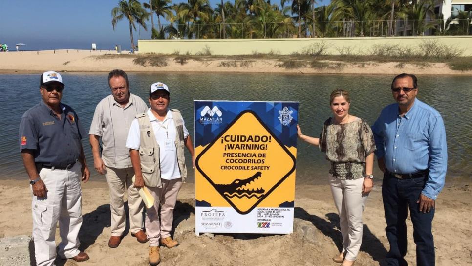 Instalan señalización por cocodrilos en estero del Yugo