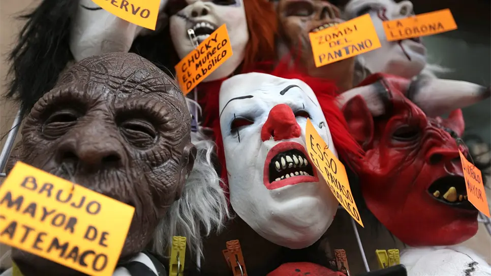 Las máscaras de payasos serán las más demandadas. FOTO: Notimex.