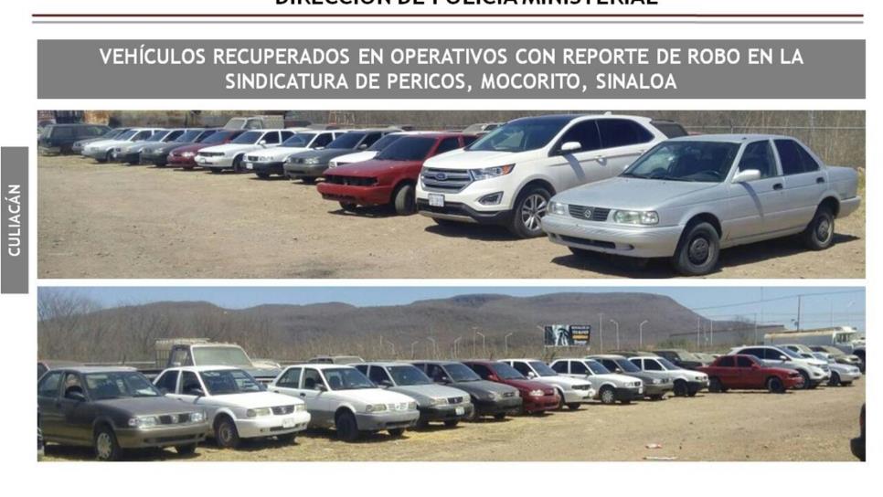 Asegura en Mocorito y Culiacán 24 vehículos robados