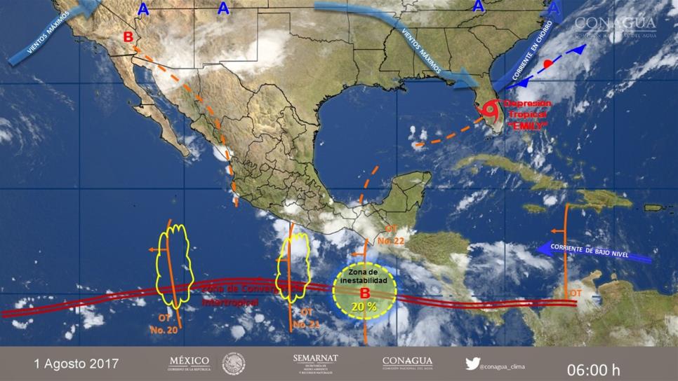 Prevé SMN tormentas fuertes para Sinaloa y Sonora