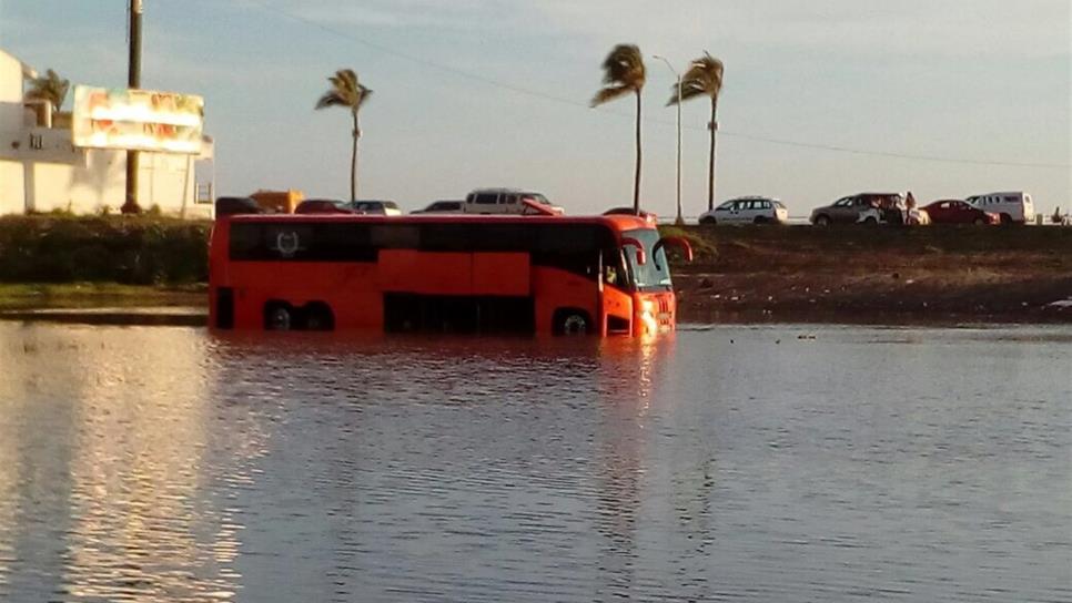 Queda varado camión chárter de turismo en Mazatlán