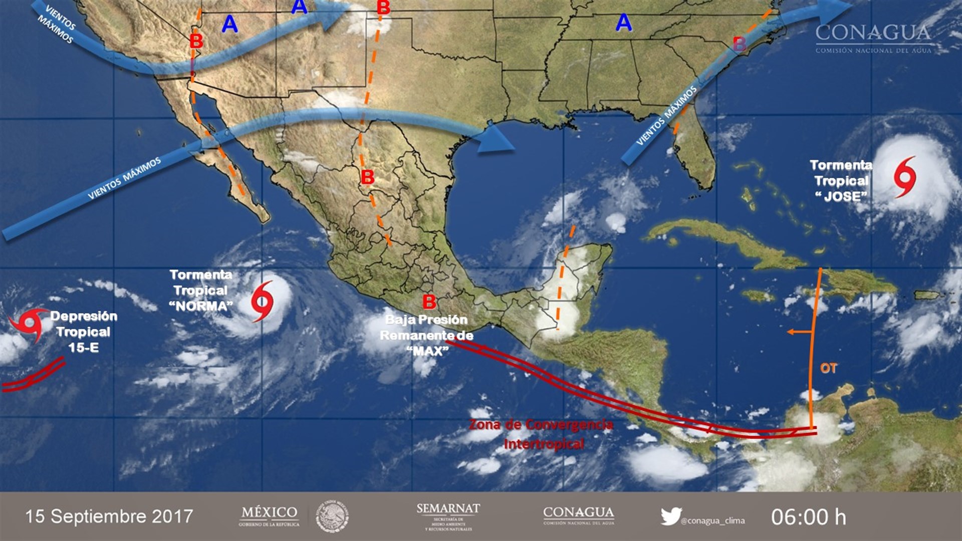 Max y Norma mantienen con lluvia la mayor parte de México