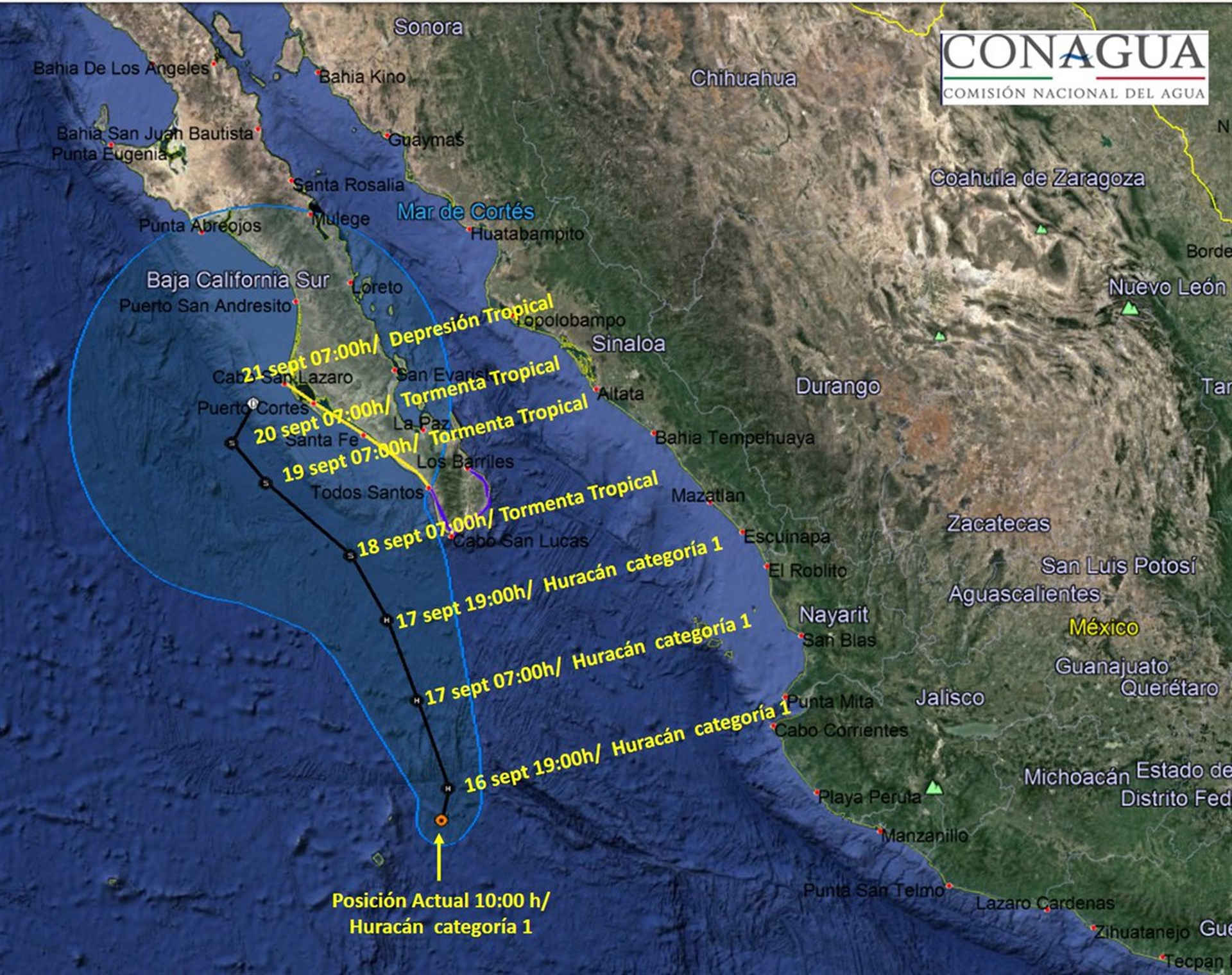 Norma se aleja de Los Cabos, impactará más al norte