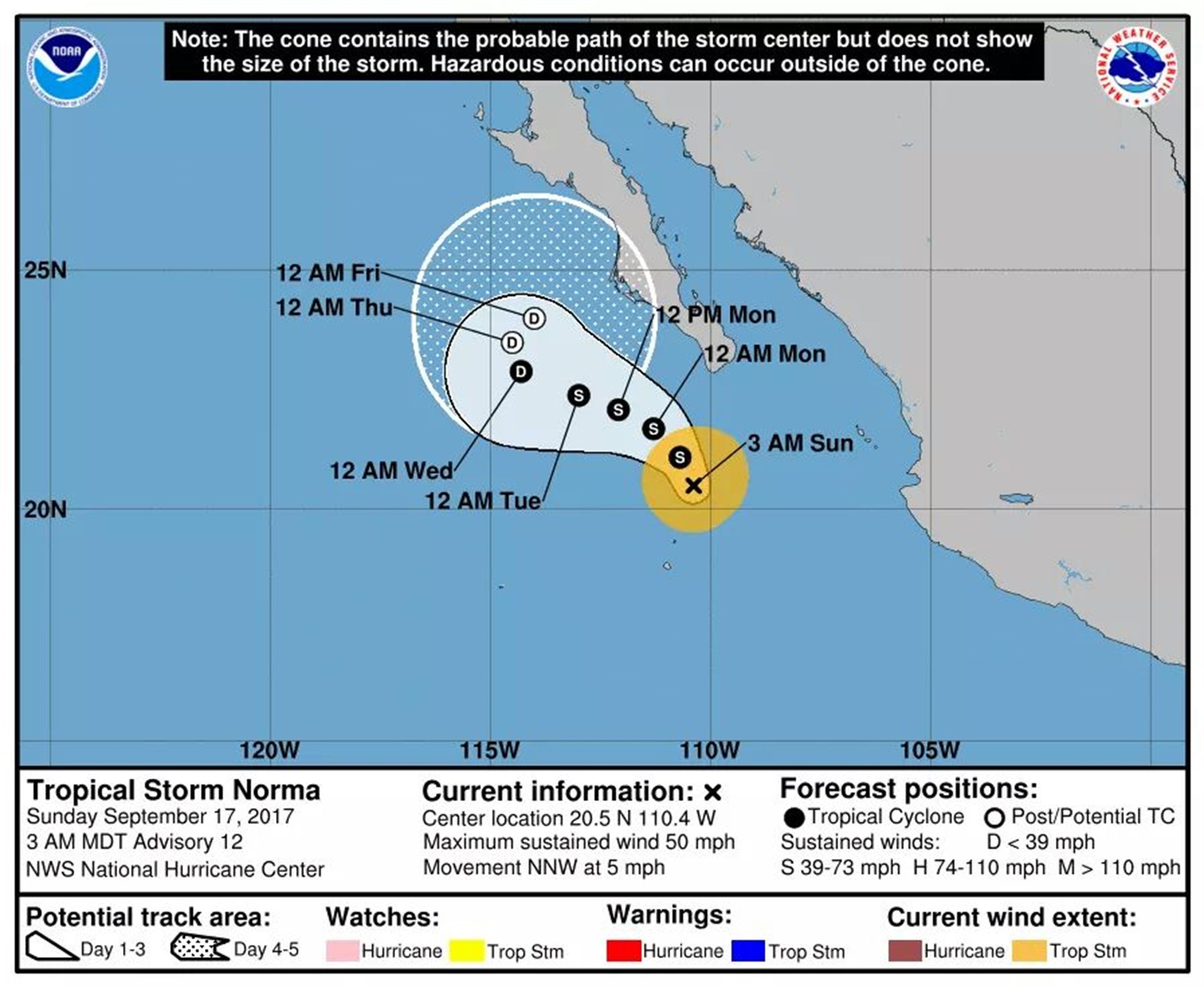Norma mantiene desplazamiento lento hacia el norte
