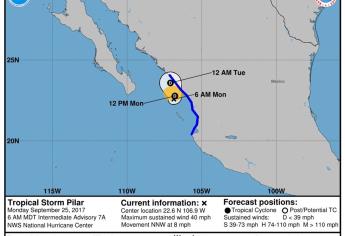 Pilar se ubica frente a costas de Mazatlán