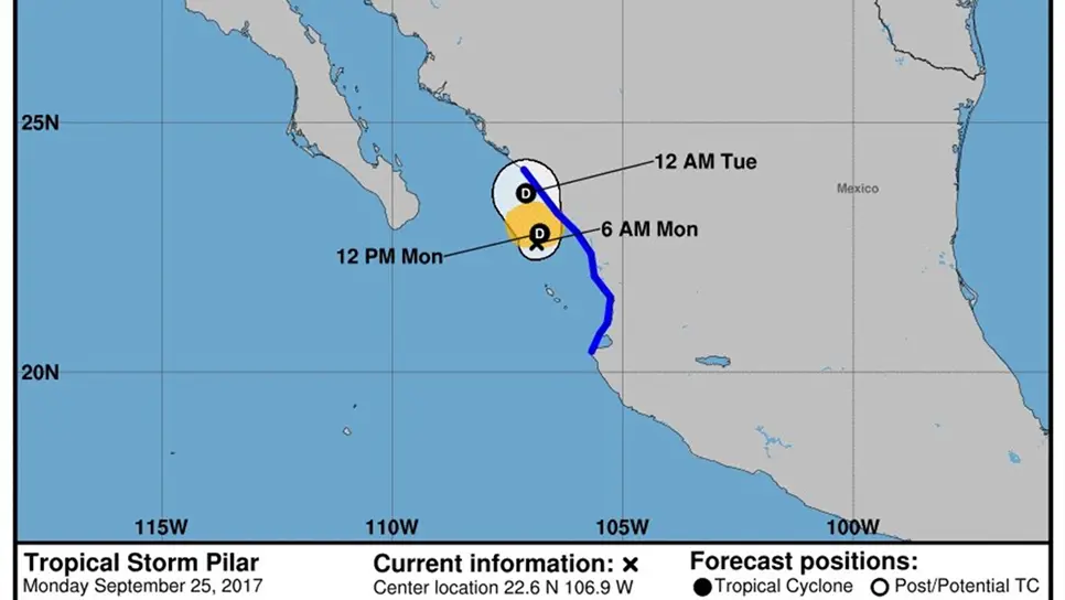 Pilar se ubica frente a costas de Mazatlán
