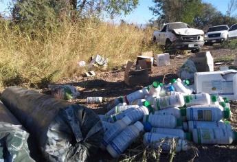 Herido al volcar camioneta con herbicidas en Mocorito