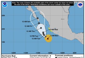 Huracán Bud se intensifica a categoría 3