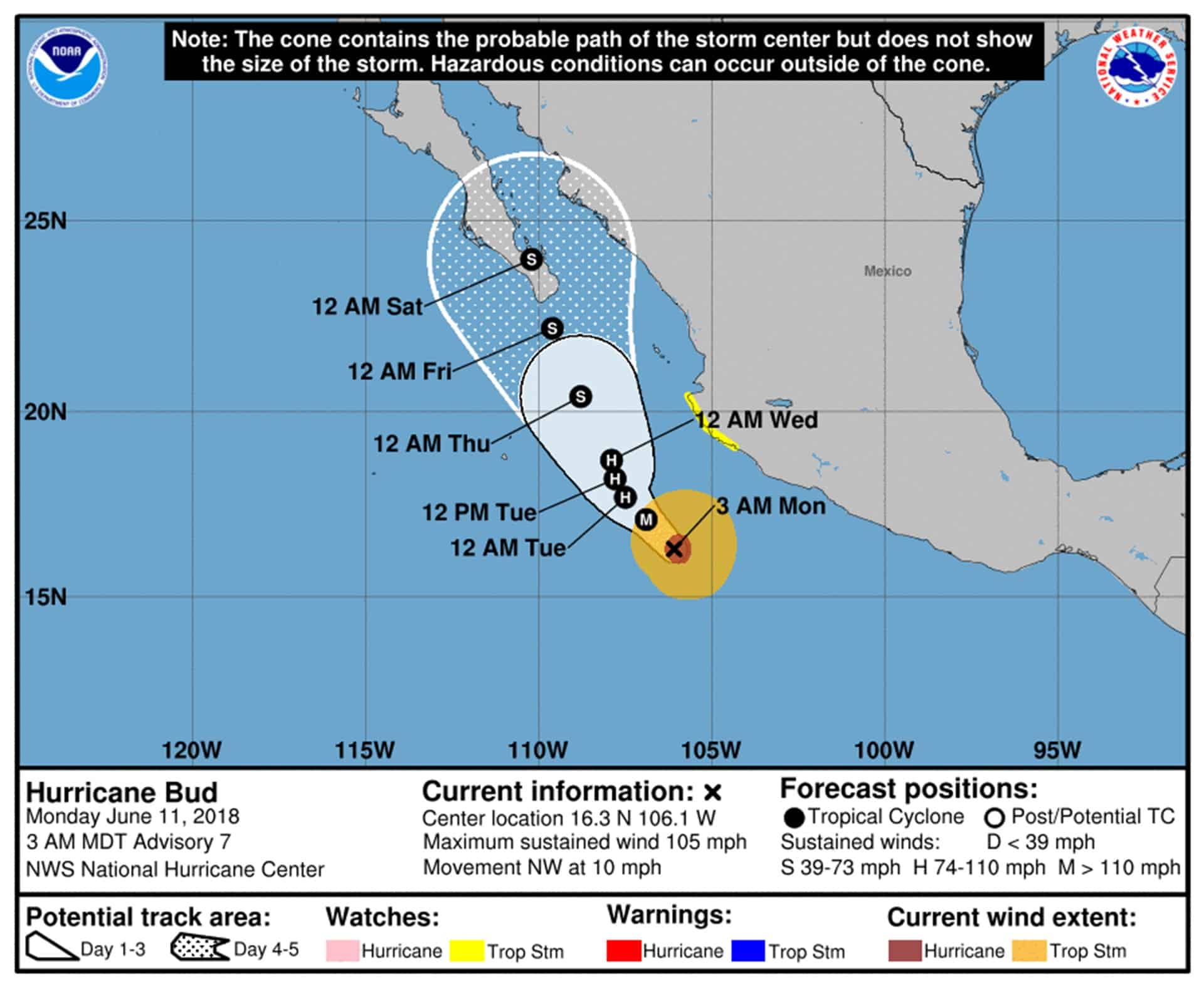 Huracán Bud se intensifica a categoría 3