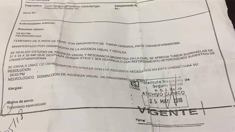 Piden al IMSS cita para cirugía de tumor craneal de Brithany