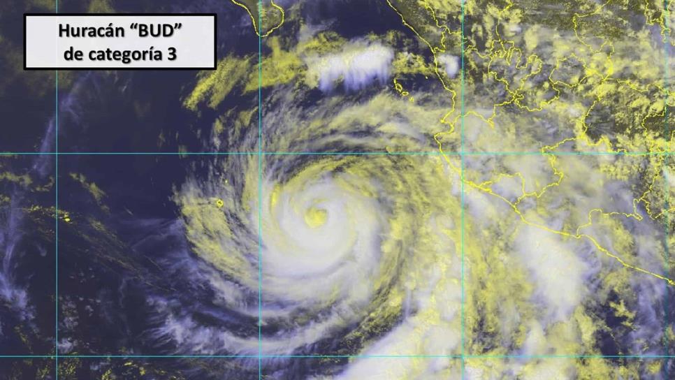 Bud, huracán categoría 3, se localizó a 365 km de las costas de Jalisco