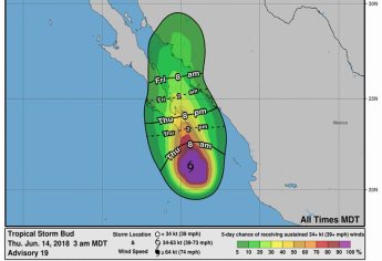 Bud se encuentra a menos de 100 kilómetros de las costas de BCS