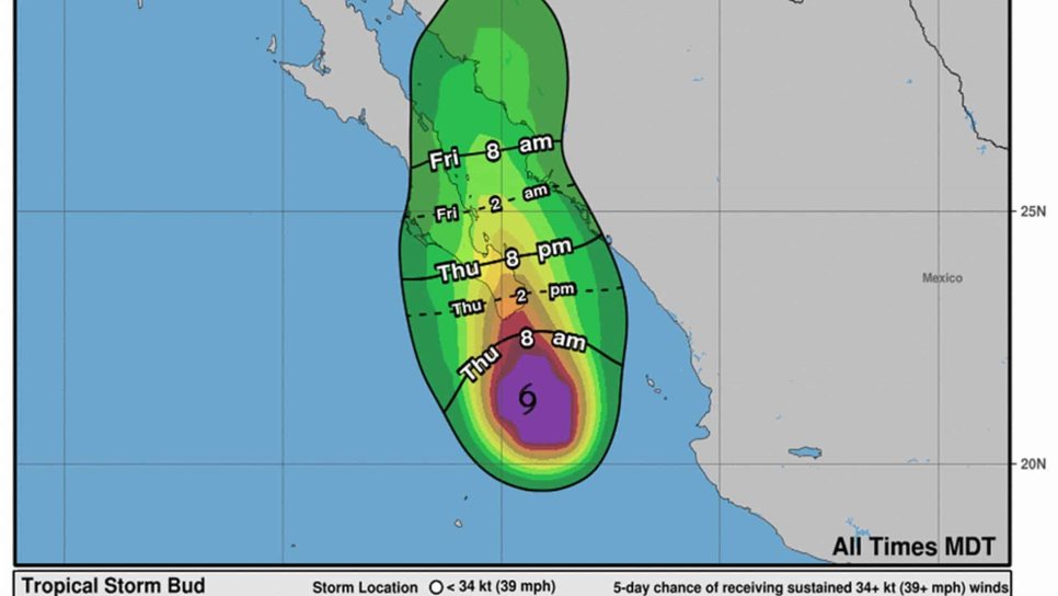 Bud se encuentra a menos de 100 kilómetros de las costas de BCS