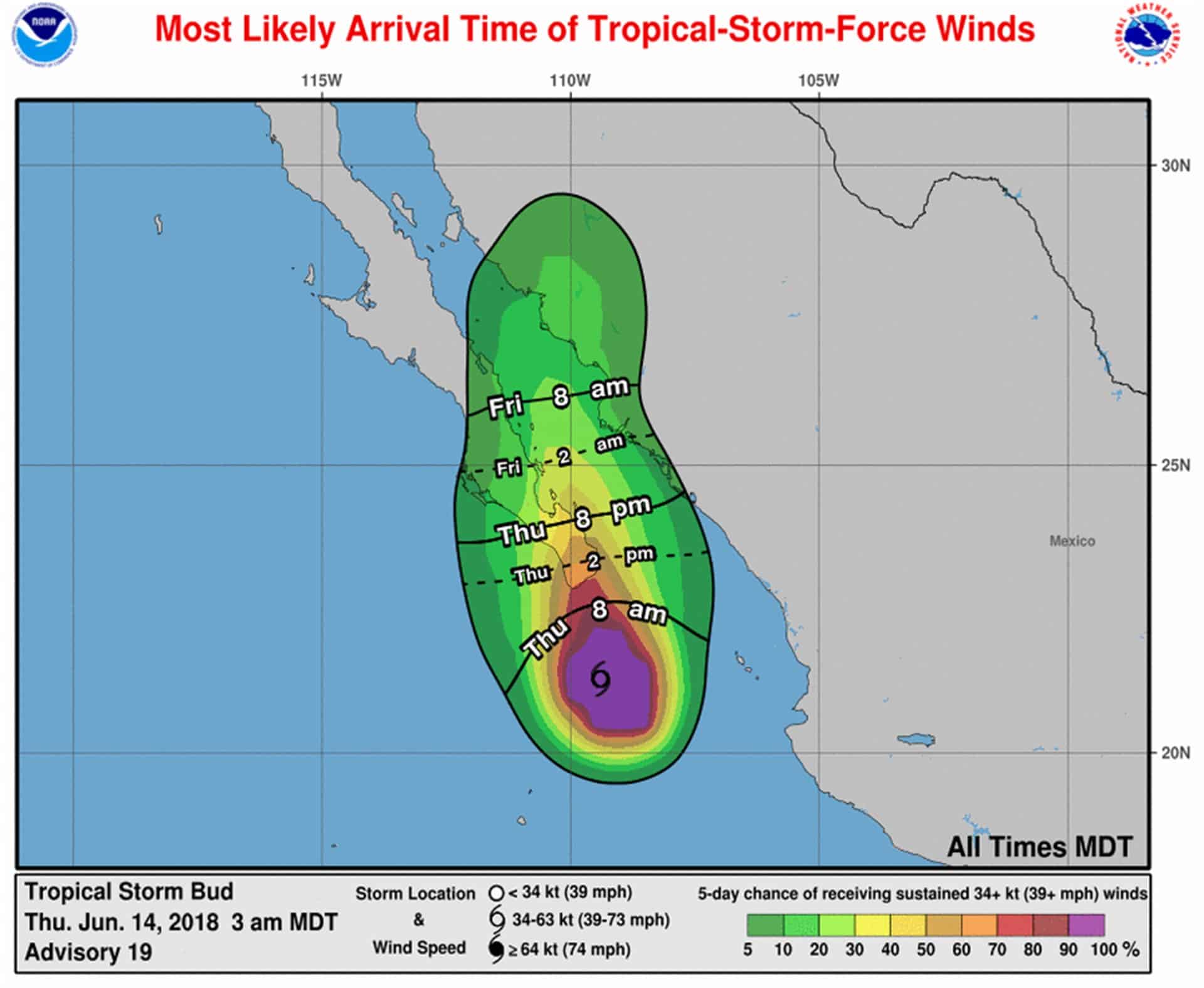 Bud se encuentra a menos de 100 kilómetros de las costas de BCS