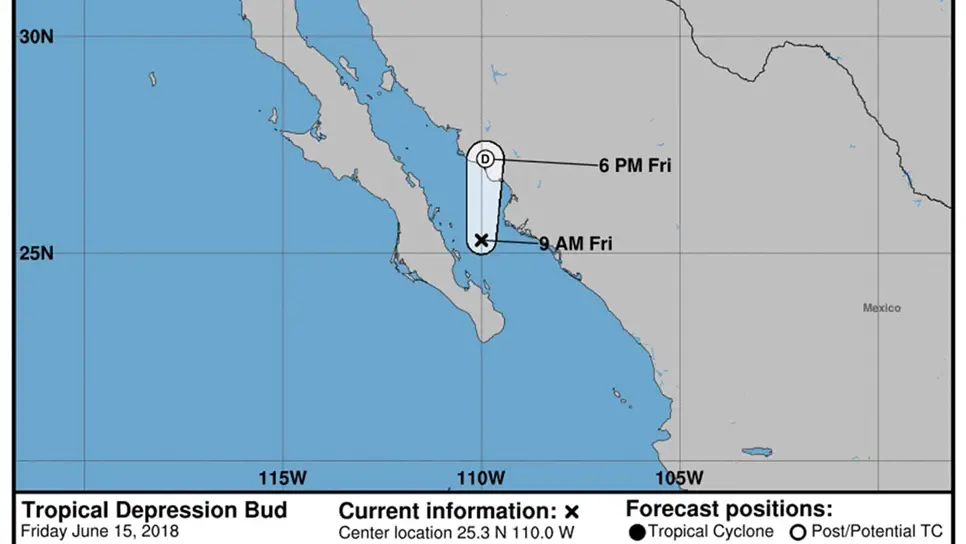 Bud se degrada a depresión tropical en el Mar de Cortés