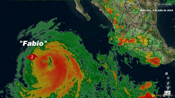Huracán Fabio, categoría 2, se aleja de costas mexicanas
