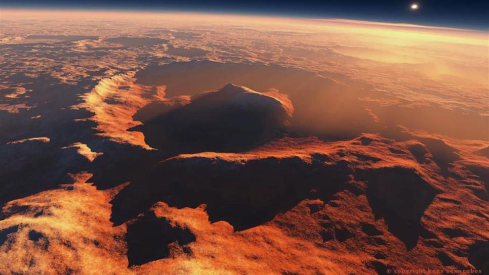 Detectan lago de 20 kilómetros de ancho debajo del polo sur de Marte
