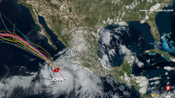 John evoluciona a huracán 2 y absorbe a Ileana por efecto Fujiwhara