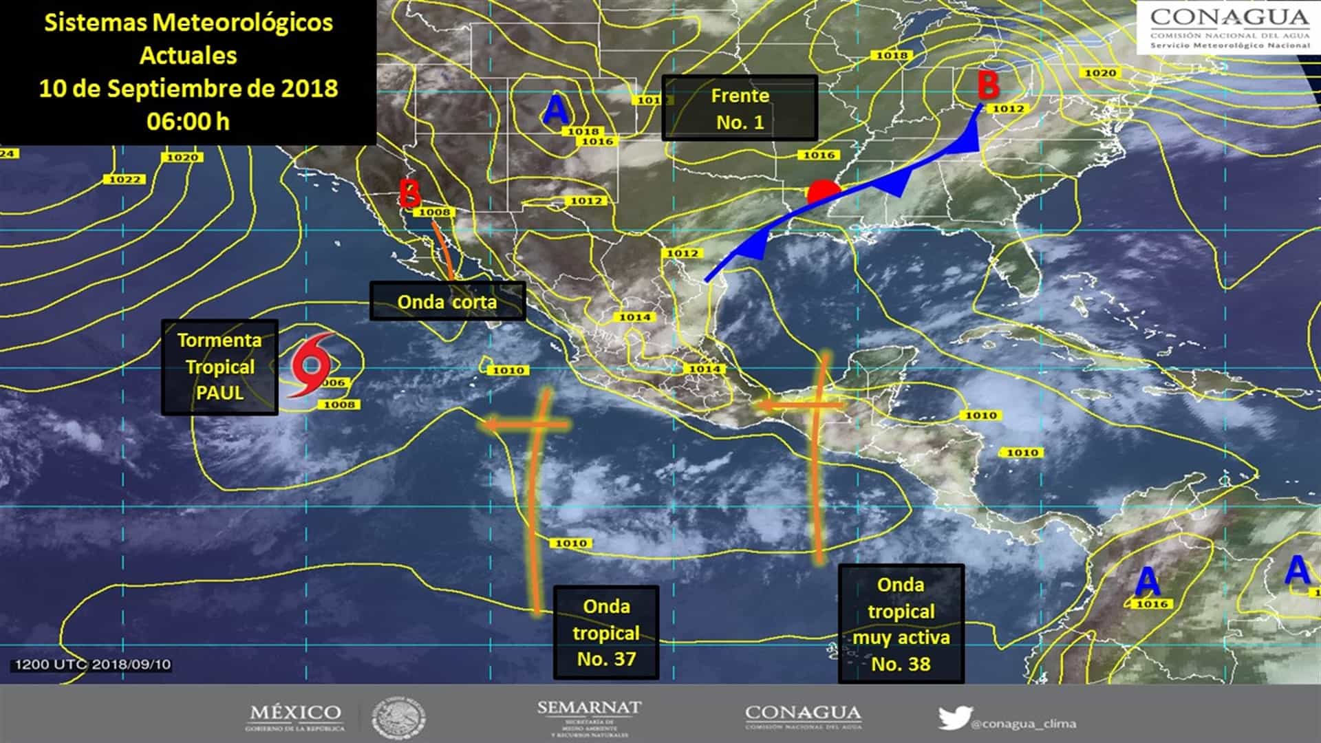 Frente frío número 1 y ondas tropicales ocasionarán tormentas con lluvias