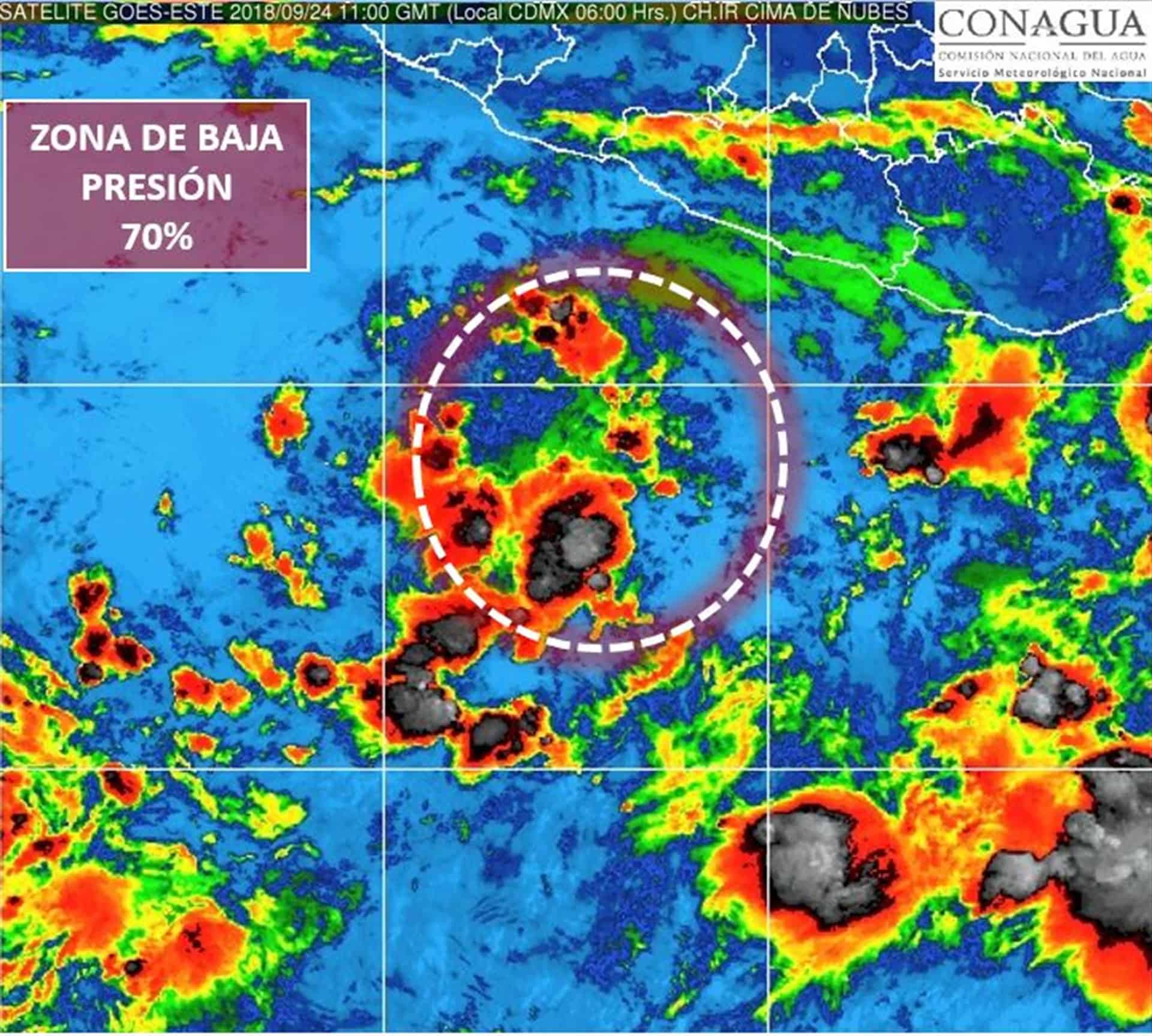 Zona de baja presión se localiza al suroeste de Acapulco