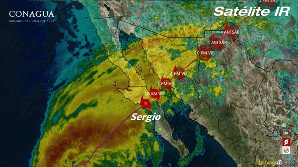 Sergio impactará en costas de Sonora al mediodía