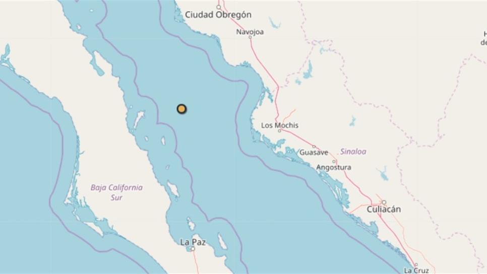 Se registra sismo de Magnitud 4.8 en el Golfo de California