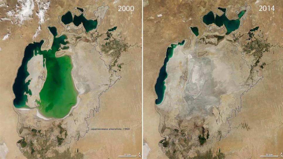 Satélite capta imagen del que fuera el cuarto lago más grande del mundo