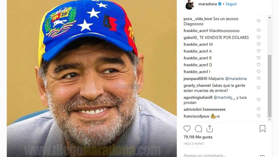 Ante crisis en Venezuela, Maradona respalda a Nicolás Maduro