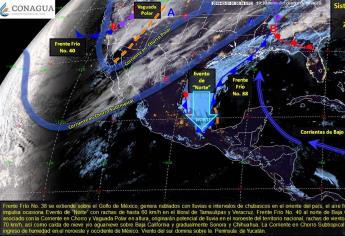 Frente frío 40 ingresará al país esta noche