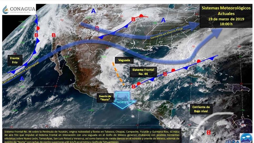 Dos frentes fríos ocasionarán mal tiempo en noroeste y norte del país