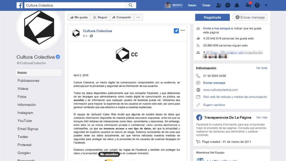 Usuarios esperan que facebook de Cultura Colectiva deje de funcionar