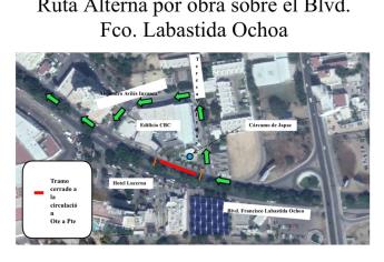 Por obras, cerrarán tramo del bulevar Labastida Ochoa