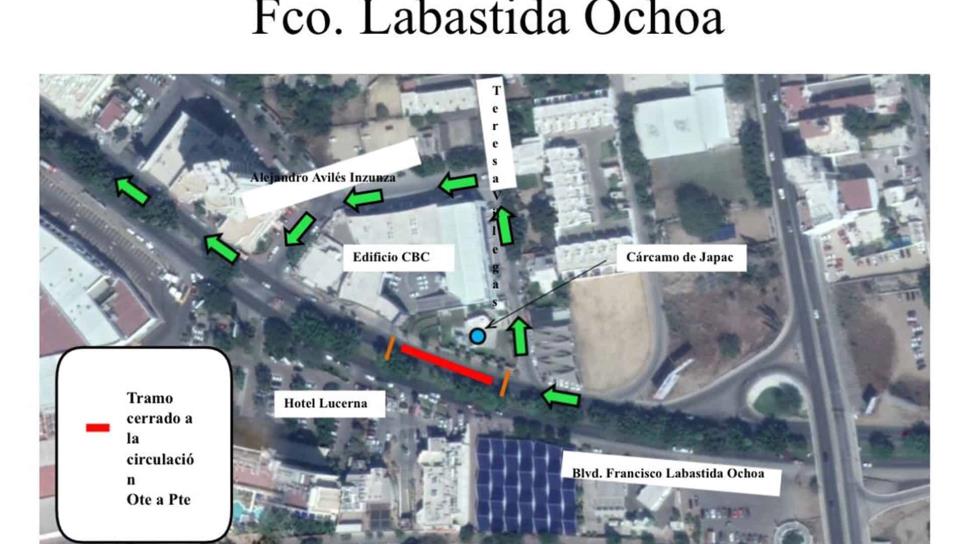 Por obras, cerrarán tramo del bulevar Labastida Ochoa
