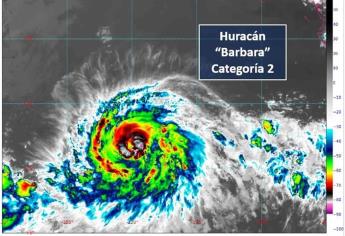 Bárbara se intensifica a huracán de categoría 2 lejos de costas nacionales