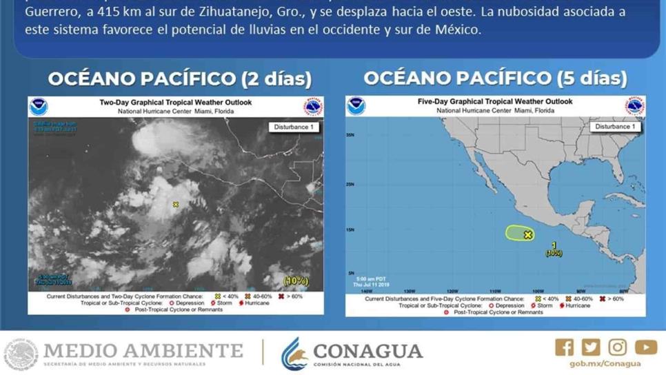 Baja presión al sur de Acapulco, con 10% de probabilidad para desarrollo ciclónico