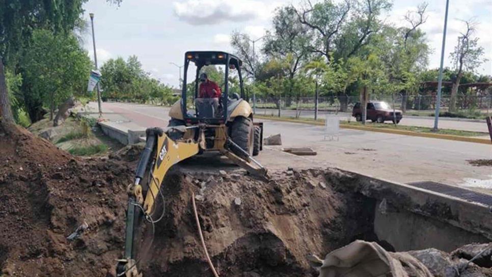 Tras socavón, inician reparación del malecón de Guasave