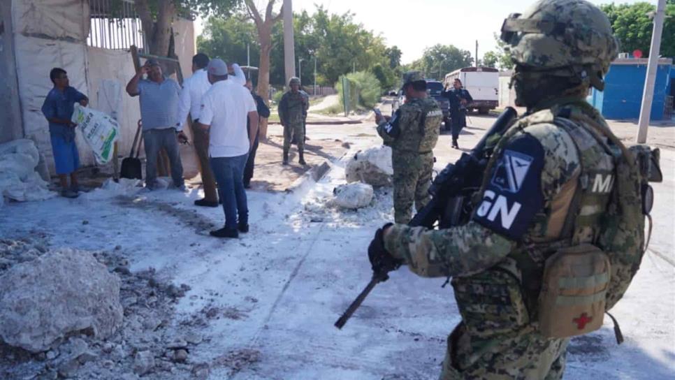 Guardia Nacional, Marina y Protección Civil revisan bodega de fertilizantes