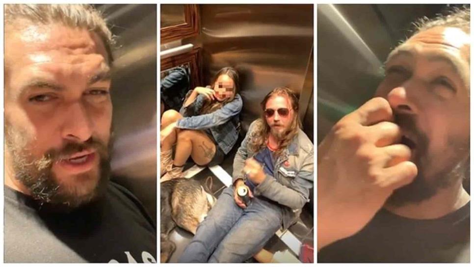 Jason Momoa mitiga encierro en elevador con cervezas y dulces