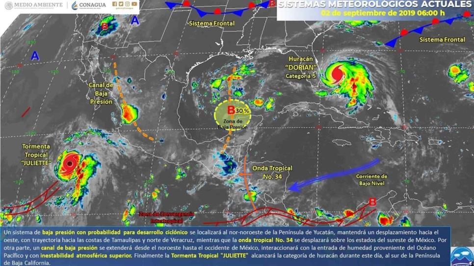 Tormenta “Juliette alcanzará categoría de huracán este día