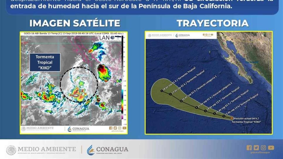 Tormenta tropical Kiko se localiza a 765 kilómetros de Cabo San Lucas