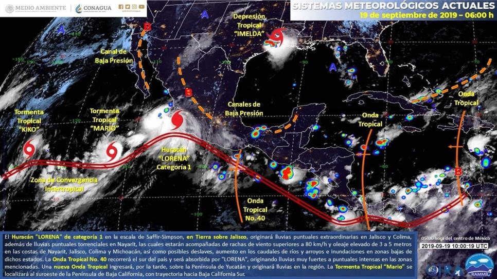 “Lorena” ocasionará lluvias intensas en Sinaloa