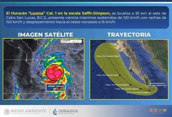 “Lorena” es huracán categoría 1 y se dirige a BCS