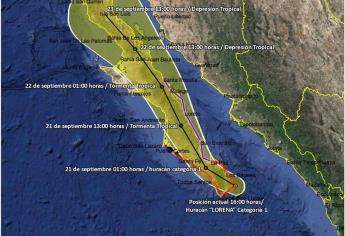 El ojo del huracán Lorena se ubica frente a la costa de BCS