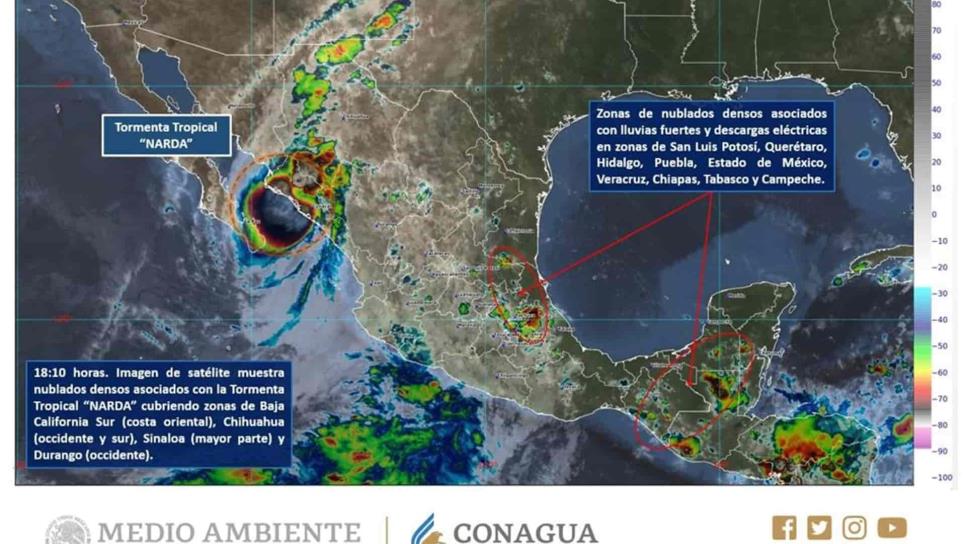 La tormenta Narda se desplaza frente a la costa norte de Sinaloa