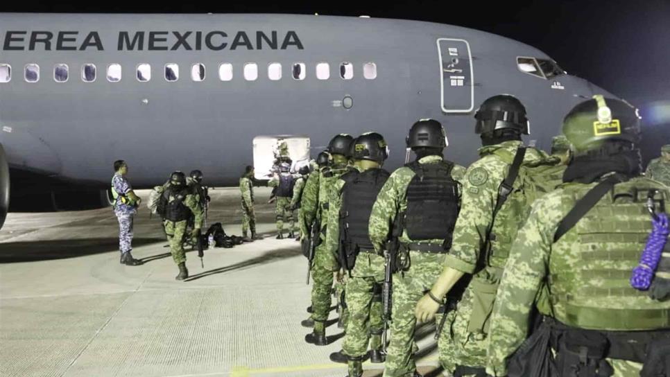 Arriban a Culiacán 230 elementos del Ejército