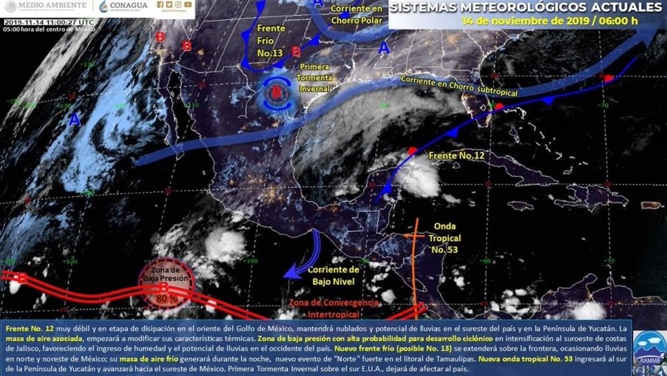 Prevén lluvias de fuertes a intensas en ocho estados