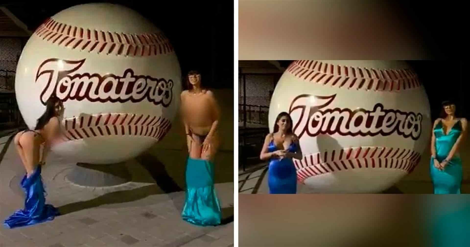 Actrices se desnudan frente a estadio de Tomateros | Luz Noticias