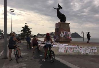 Queda intacto “tendedero” contra violencia en Monumento a la Mujer Mazatleca