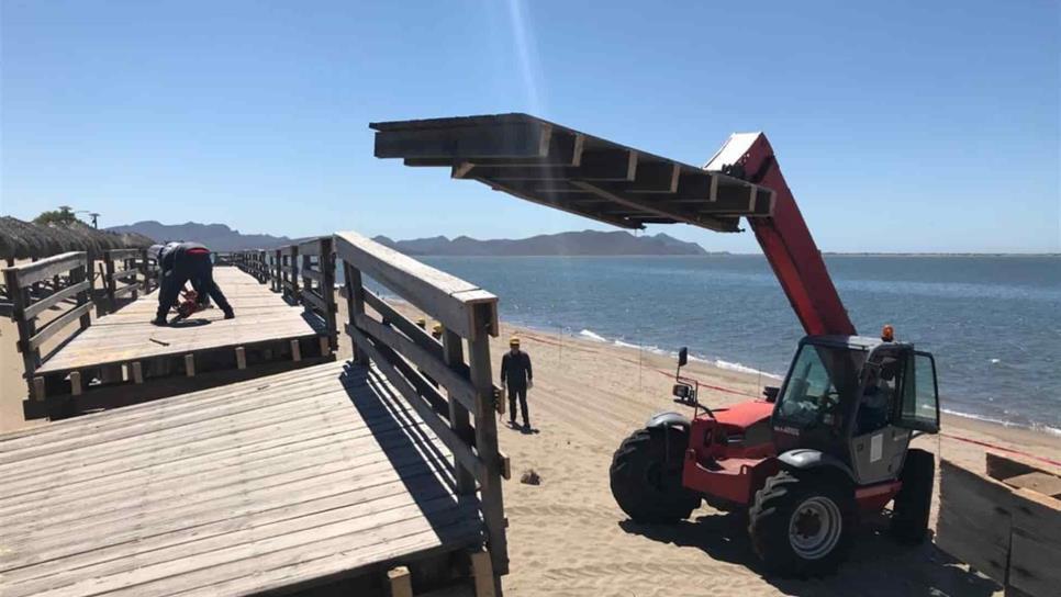 Inician reparación de andador en playa El Maviri